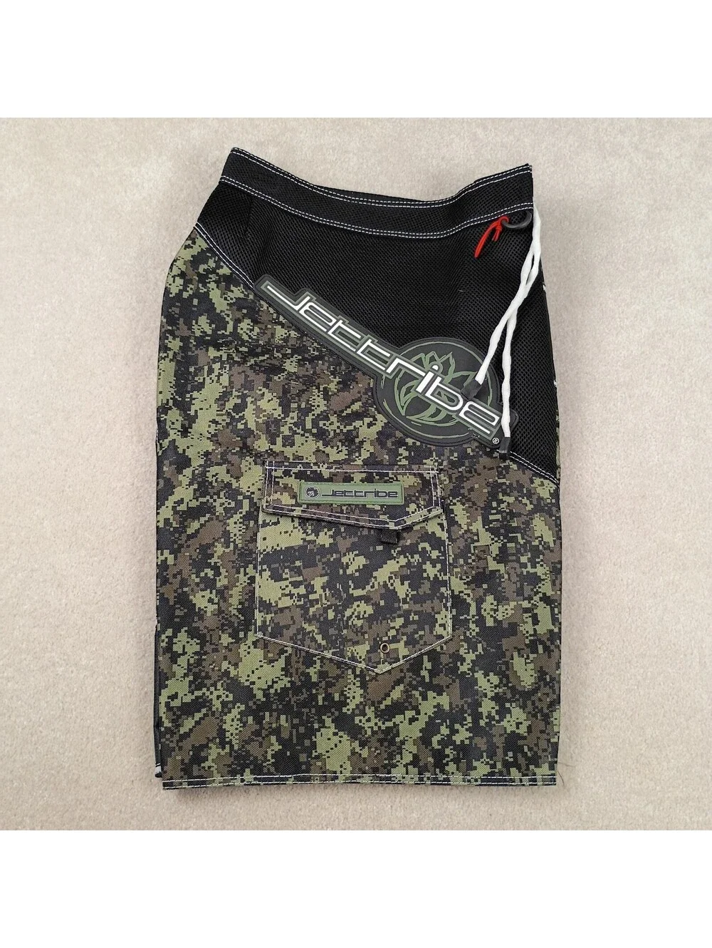 Jettribe Racing Shorts Mens Size 36 Camo Board Surfing Trunks Drawstring